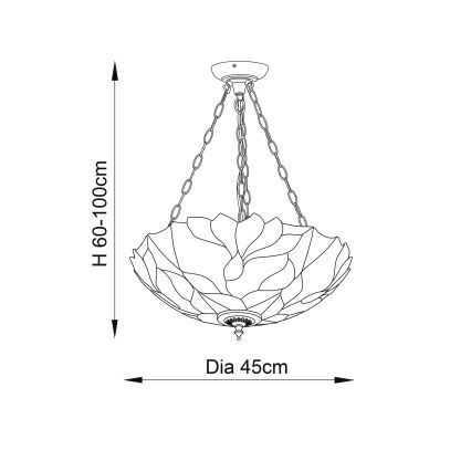 Endon 70946 - Lámpara colgante con cadena Tiffany BOTANICA 3xE27/60W/230V Ø 45 cm