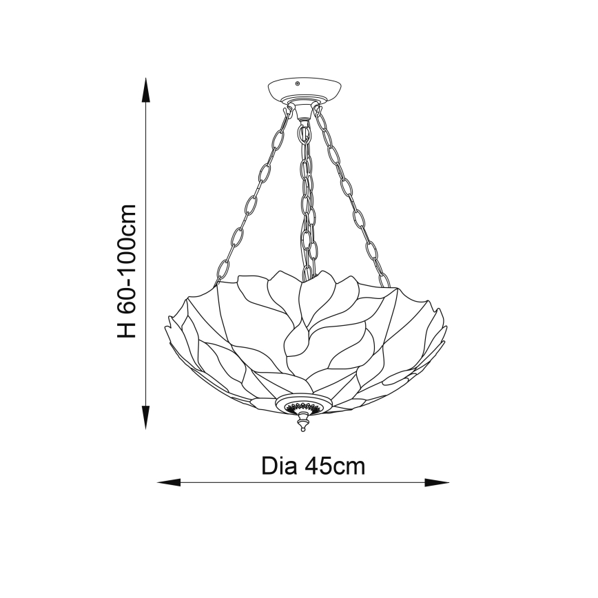 Endon 70946 - Lámpara colgante con cadena Tiffany BOTANICA 3xE27/60W/230V Ø 45 cm