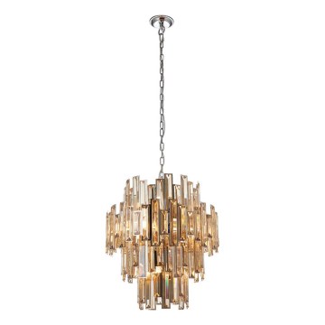 Endon 72744 - Lámpara colgante de cristal VIVIANA 12xE14/40W/230V cromo brillante/ahumado