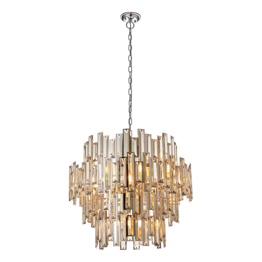 Endon 72746 - Lámpara de araña de cristal con cadena VIVIANA 15xE14/40W/230V cromo pulido/ahumado