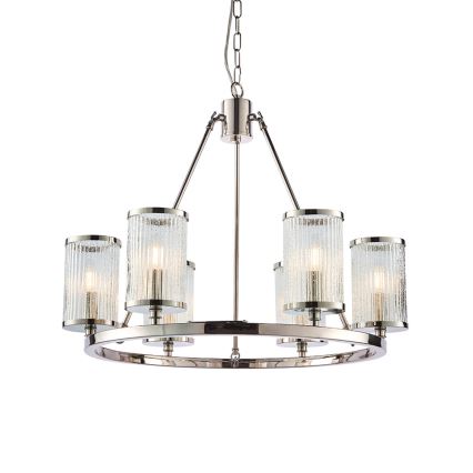 Endon 74128 - Lámpara colgante con cadena EASTON 6xE14/6W/230V cromo brillante