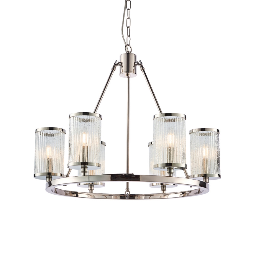 Endon 74128 - Lámpara colgante con cadena EASTON 6xE14/6W/230V cromo brillante
