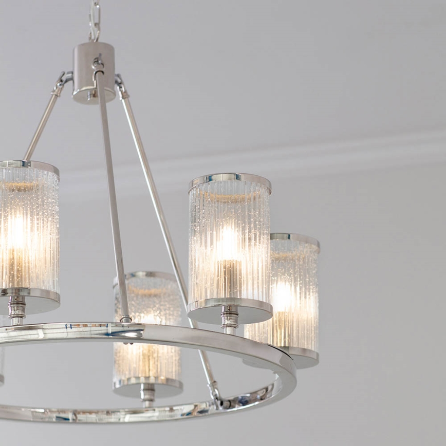 Endon 74128 - Lámpara colgante con cadena EASTON 6xE14/6W/230V cromo brillante