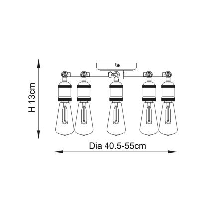 Endon 76336 - Lámpara de focos HAL 5xE27/40W/230V cromo mate/cobre