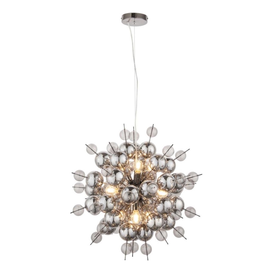 Endon 81583 - Lámpara colgante con cable JOULES 9xE14/7W/230V cromo brillante/vidrio ahumado