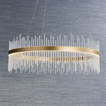 Endon 81908 - Lámpara colgante LED regulable con cable ADRIEL LED/58W/230V 3000K diámetro 70 cm dorado/transparente