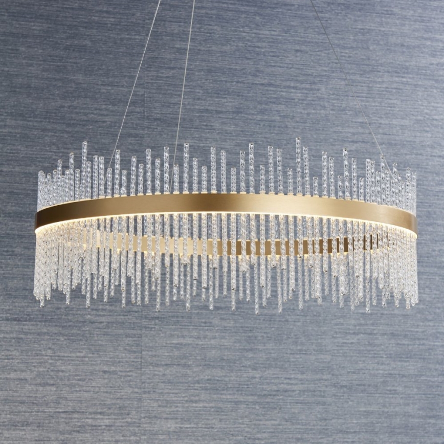 Endon 81908 - Lámpara colgante LED regulable con cable ADRIEL LED/58W/230V 3000K diámetro 70 cm dorado/transparente