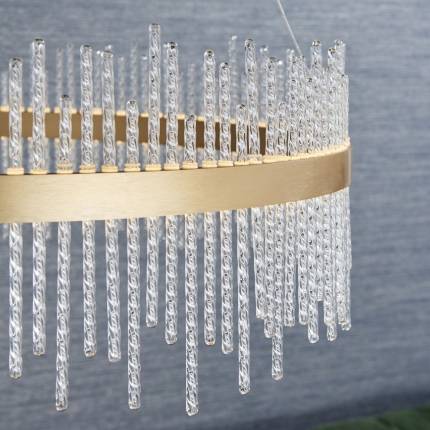 Endon 81908 - Lámpara colgante LED regulable con cable ADRIEL LED/58W/230V 3000K diámetro 70 cm dorado/transparente