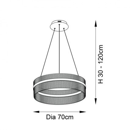 Endon 81908 - Lámpara colgante LED regulable con cable ADRIEL LED/58W/230V 3000K diámetro 70 cm dorado/transparente