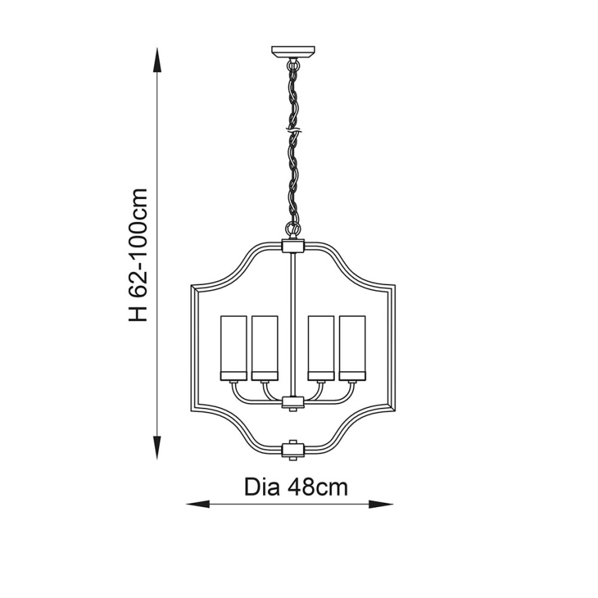 Endon 81914 - Lámpara colgante con cadena EDREA 4xE14/6W/230V latón