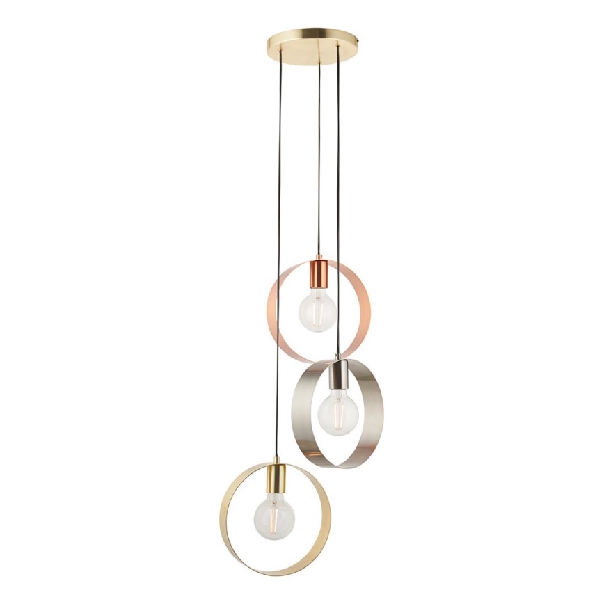 Endon 81922 - Lámpara colgante con cable HOOP 3xE27/40W/230V oro/cobre/cromo mate