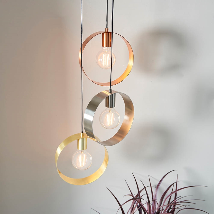 Endon 81922 - Lámpara colgante con cable HOOP 3xE27/40W/230V oro/cobre/cromo mate