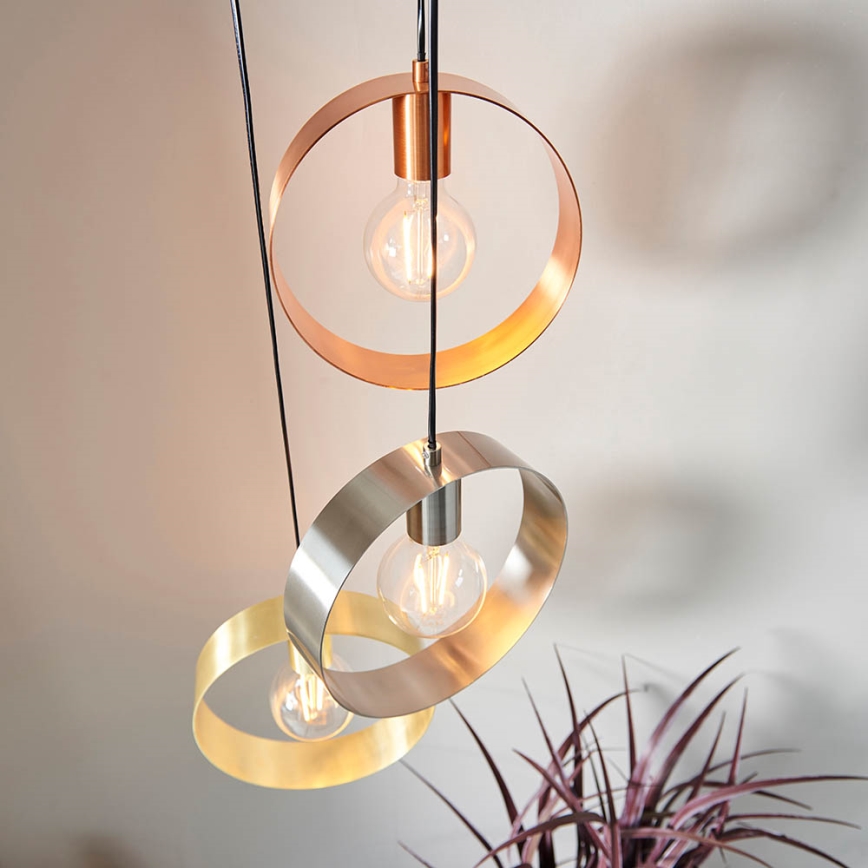 Endon 81922 - Lámpara colgante con cable HOOP 3xE27/40W/230V oro/cobre/cromo mate