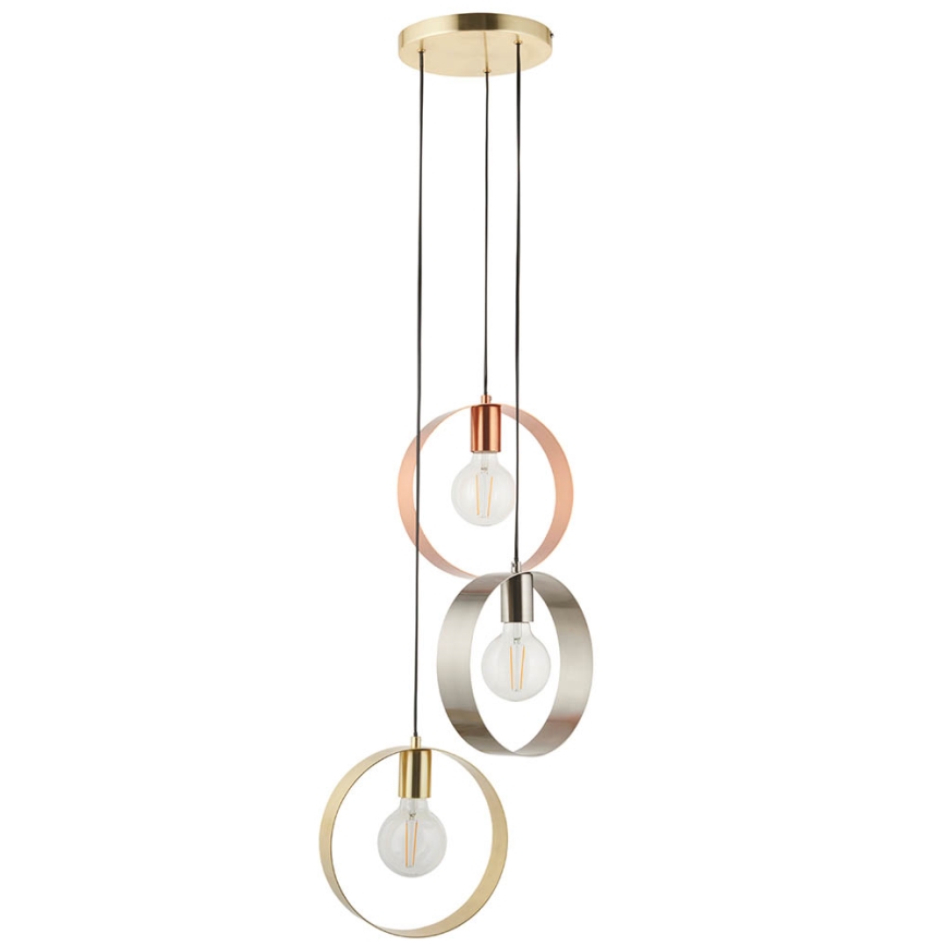 Endon 81922 - Lámpara colgante con cable HOOP 3xE27/40W/230V oro/cobre/cromo mate
