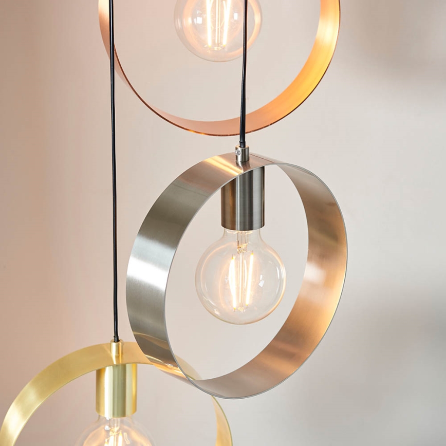 Endon 81922 - Lámpara colgante con cable HOOP 3xE27/40W/230V oro/cobre/cromo mate