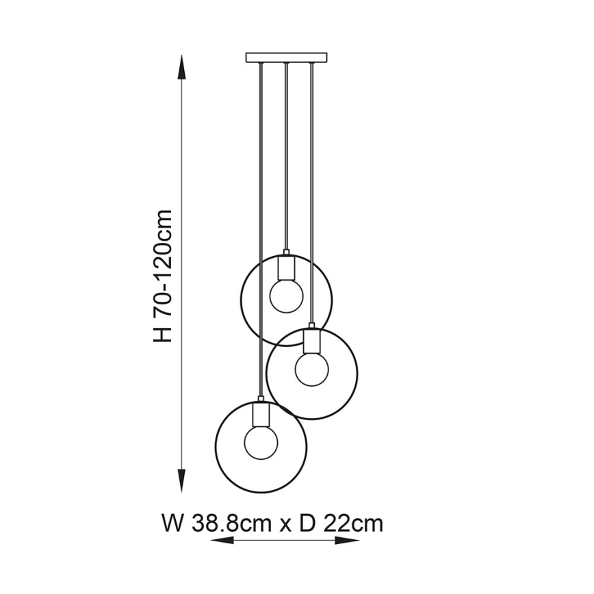 Endon 81922 - Lámpara colgante con cable HOOP 3xE27/40W/230V oro/cobre/cromo mate