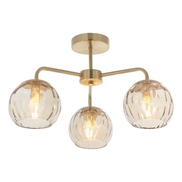 Endon 91968 - Lámpara de techo de montaje en superficie DIMPLE 3xE14/25W/230V dorado/beige ahumado