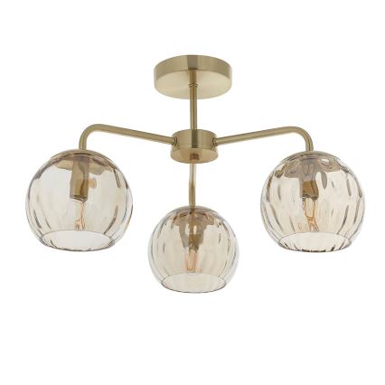 Endon 91968 - Lámpara de techo de montaje en superficie DIMPLE 3xE14/25W/230V dorado/beige ahumado