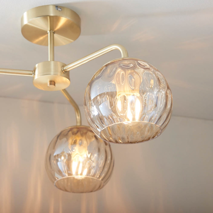 Endon 91968 - Lámpara de techo de montaje en superficie DIMPLE 3xE14/25W/230V dorado/beige ahumado