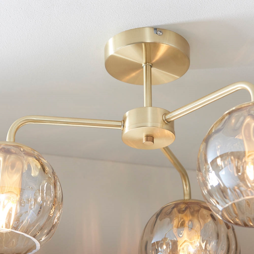 Endon 91968 - Lámpara de techo de montaje en superficie DIMPLE 3xE14/25W/230V dorado/beige ahumado