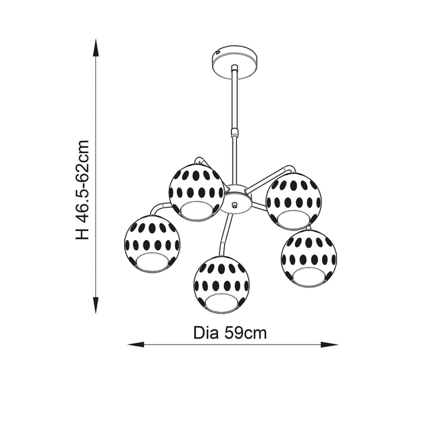 Endon 91969 - Lámpara colgante con varilla DIMPLE 5xE14/25W/230V dorada