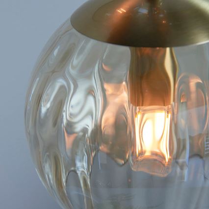 Endon 91971 - Lámpara colgante con cable DIMPLE 3xE14/7W/230V dorada/beige ahumado