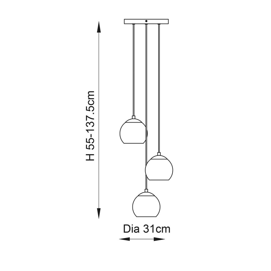 Endon 91971 - Lámpara colgante con cable DIMPLE 3xE14/7W/230V dorada/beige ahumado