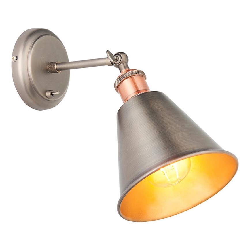 Endon 92866 - Aplique de pared tipo spot HAL 1xE27/10W/230V cromo mate/cobre