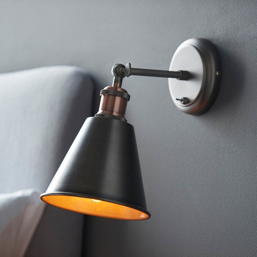 Endon 92866 - Aplique de pared tipo spot HAL 1xE27/10W/230V cromo mate/cobre
