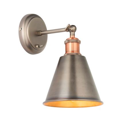 Endon 92866 - Aplique de pared tipo spot HAL 1xE27/10W/230V cromo mate/cobre