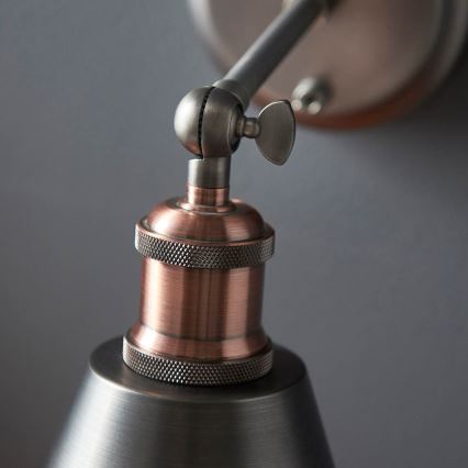 Endon 92866 - Aplique de pared tipo spot HAL 1xE27/10W/230V cromo mate/cobre