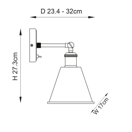 Endon 92866 - Aplique de pared tipo spot HAL 1xE27/10W/230V cromo mate/cobre