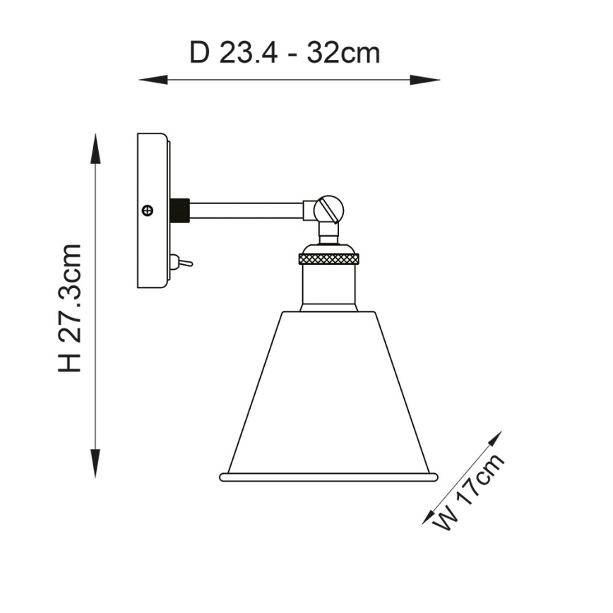 Endon 92866 - Aplique de pared tipo spot HAL 1xE27/10W/230V cromo mate/cobre