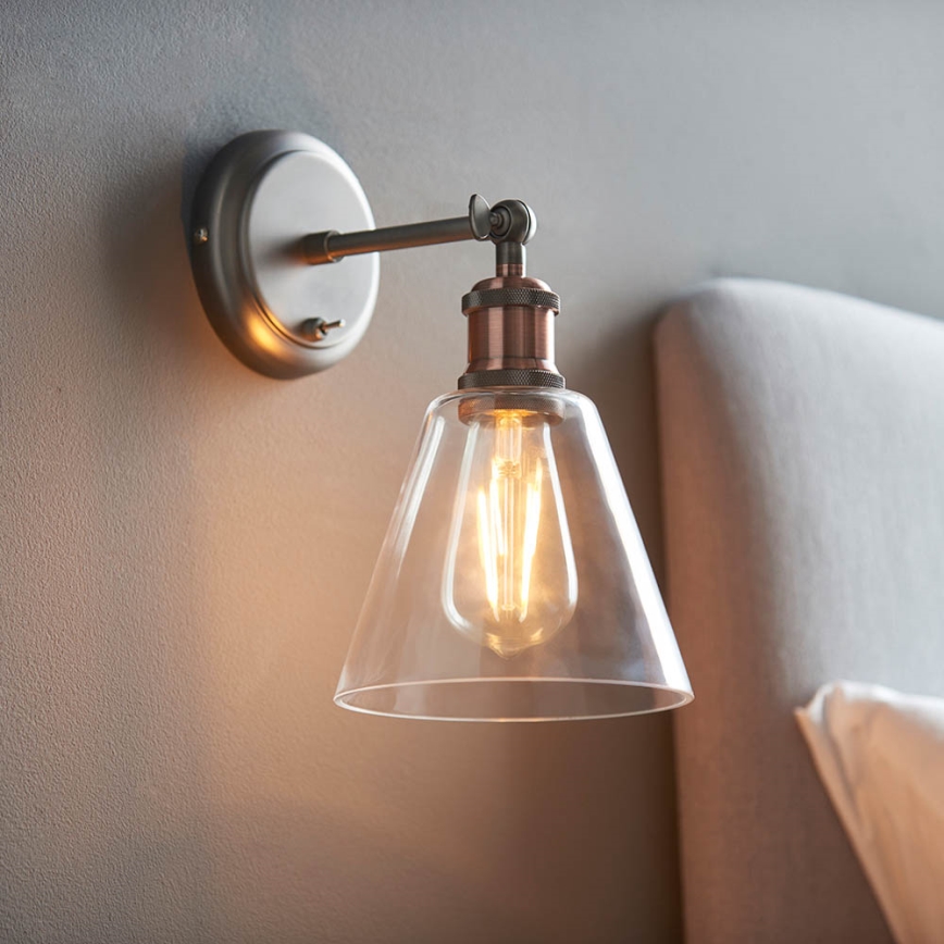 Endon 92874 - Foco de pared HAL 1xE27/10W/230V bronce/cobre/transparente