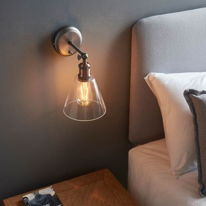 Endon 92874 - Foco de pared HAL 1xE27/10W/230V bronce/cobre/transparente