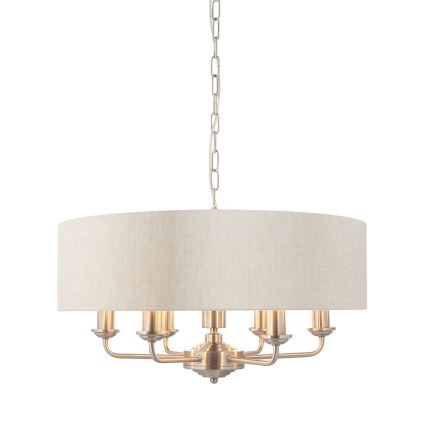 Endon 94357 - Lámpara de araña con cadena HIGHCLERE 6xE14/40W/230V Ø 55 cm beige/cromo mate