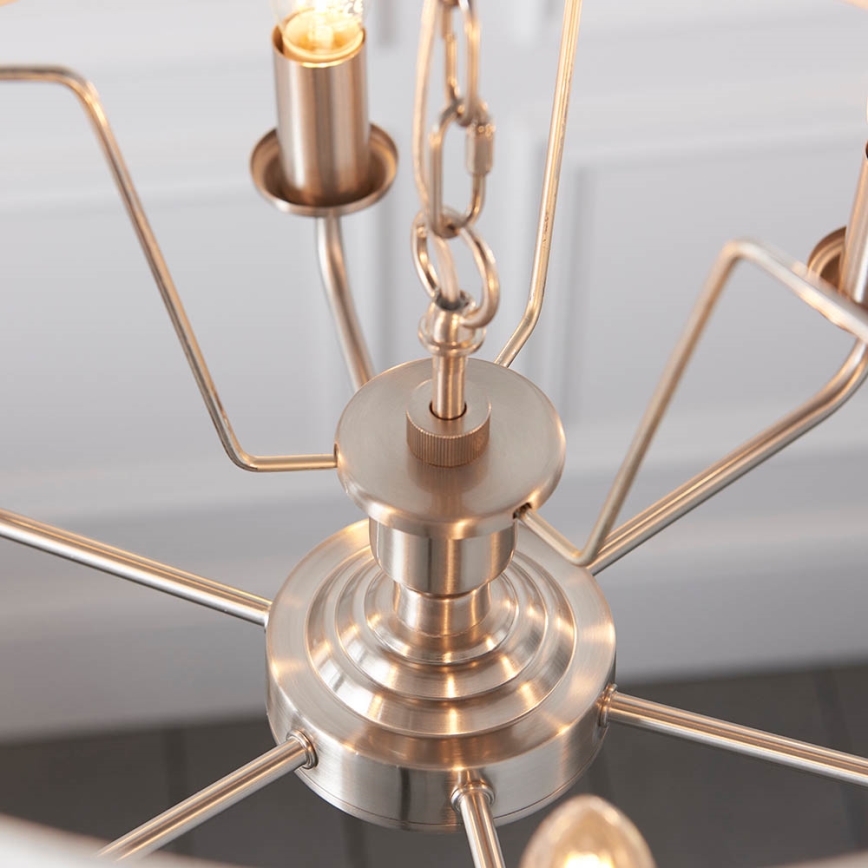 Endon 94357 - Lámpara de araña con cadena HIGHCLERE 6xE14/40W/230V Ø 55 cm beige/cromo mate