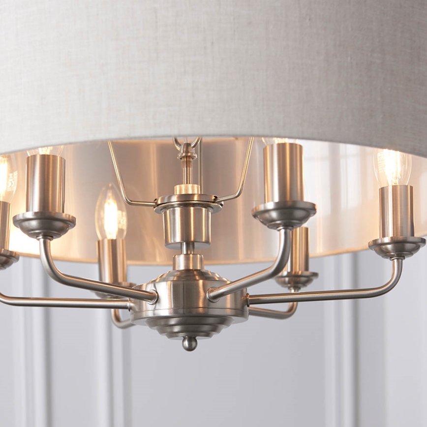 Endon 94357 - Lámpara de araña con cadena HIGHCLERE 6xE14/40W/230V Ø 55 cm beige/cromo mate