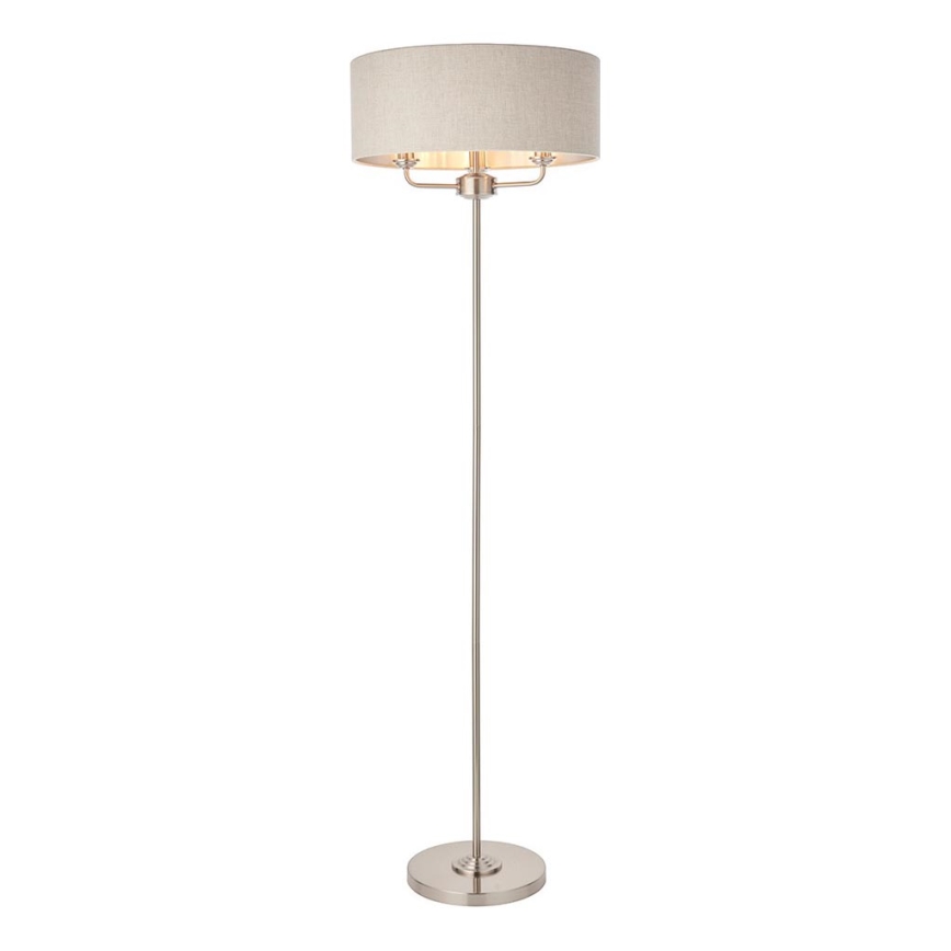 Endon 94359 - Lámpara de pie HIGHCLERE 3xE14/40W/230V beige/cromo brillante diá. 47 cm