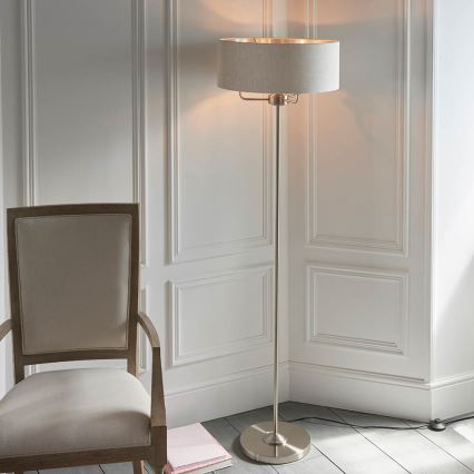Endon 94359 - Lámpara de pie HIGHCLERE 3xE14/40W/230V beige/cromo brillante diá. 47 cm