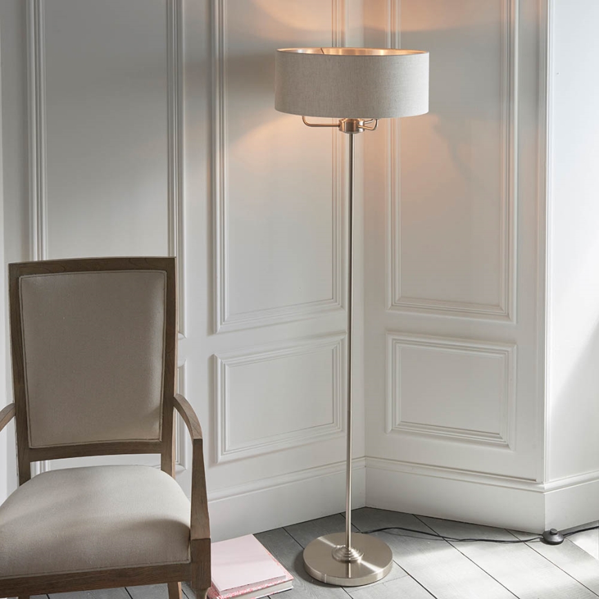 Endon 94359 - Lámpara de pie HIGHCLERE 3xE14/40W/230V beige/cromo brillante diá. 47 cm
