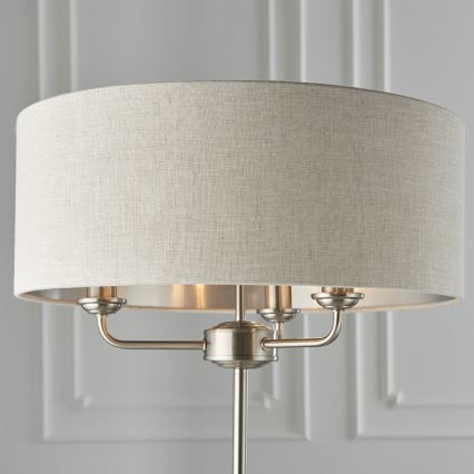 Endon 94359 - Lámpara de pie HIGHCLERE 3xE14/40W/230V beige/cromo brillante diá. 47 cm