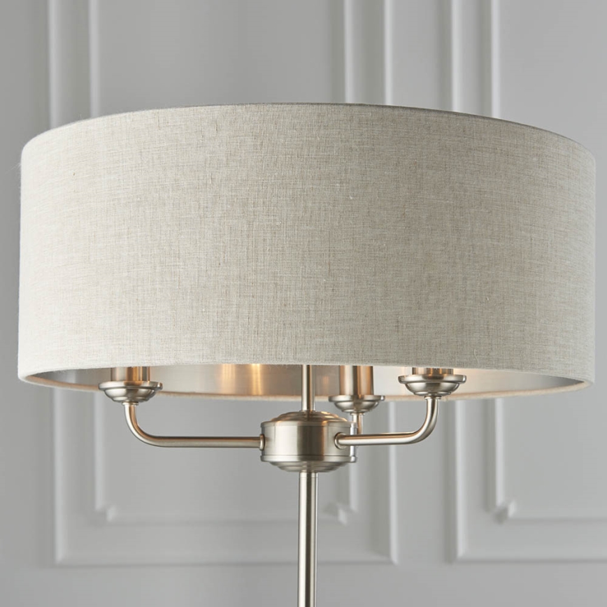 Endon 94359 - Lámpara de pie HIGHCLERE 3xE14/40W/230V beige/cromo brillante diá. 47 cm