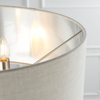Endon 94359 - Lámpara de pie HIGHCLERE 3xE14/40W/230V beige/cromo brillante diá. 47 cm