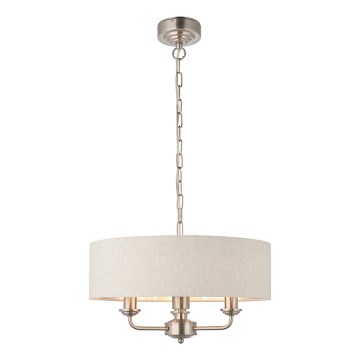 Endon 94361 - Lámpara colgante con cadena HIGHCLERE 3xE14/40W/230V beige/cromo mate diá. 45 cm