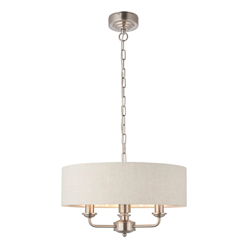 Endon 94361 - Lámpara colgante con cadena HIGHCLERE 3xE14/40W/230V beige/cromo mate diá. 45 cm