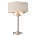 Endon 94369 - Lámpara de mesa HIGHCLERE 3xE14/18W/230V beige/cromo mate diá. 32 cm