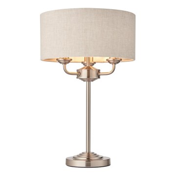 Endon 94369 - Lámpara de mesa HIGHCLERE 3xE14/18W/230V beige/cromo mate diá. 32 cm