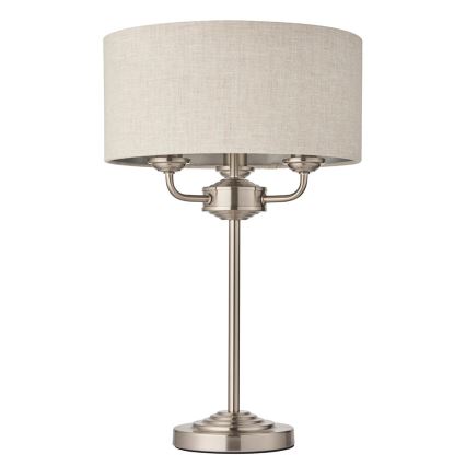 Endon 94369 - Lámpara de mesa HIGHCLERE 3xE14/18W/230V beige/cromo mate diá. 32 cm