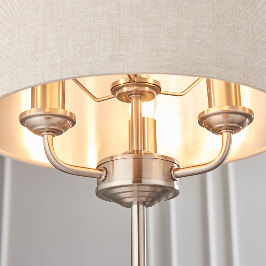 Endon 94369 - Lámpara de mesa HIGHCLERE 3xE14/18W/230V beige/cromo mate diá. 32 cm